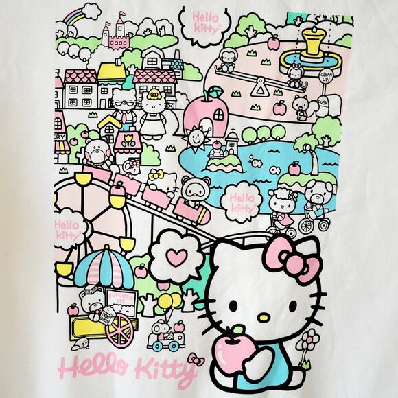 Sanrio Hello Kitty Carnival Graphic Sweatshirt XL White Kawaii Pastel Y2K EUC - Picture 4 of 8